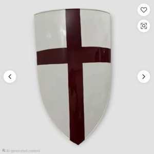 Escudo Templario de Caballero Medieval con Cruz Roja, Diseño en Acero Suave, Artículo Coleccionable para Reenactment, Decoración Artística - Product Image 2