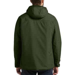 Blouson matelassé vert à capuche pour homme, col montant, fermeture éclair frontale, coupe-vent, décontracté, hiver, rembourrage épais en polyester - Product Image 3