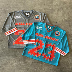 T-shirt court ample vintage imprimé sérigraphié pour homme, style streetwear premium d'été, maillot de sport en mesh pour la gym et le football - Product Image 2