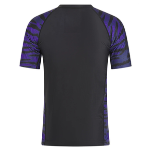 Chemise de compression à manches courtes pour homme, imprimé tigre noir et violet, séchage rapide, pour le surf et l'entraînement - Product Image 6