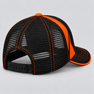 Gorra Trucker de 6 Paneles con Malla, Transpirable, Ajustable, Unisex, Deportiva, Naranja y Negra, para Primavera/Verano, MOQ Bajo - Product Image 3