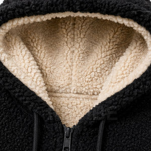 Premium <b>Men's</b> Casual <b>Sherpa</b> <b>Hoodies</b> with 3D Embroidery Solid Pattern Eco-Friendly & Breathable Winter Warmth for Daily Comfort - Product Image 5