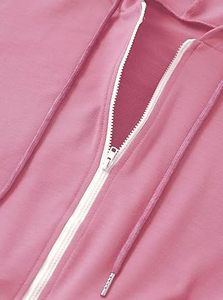 New Trending Custom Zipper <b>Up</b> Pink Color Women Hoodies Crop Top <b>Zip</b> <b>up</b> Hoodie Cotton Oversized Sexy <b>Cropped</b> Yoga Hoody 2026 - Product Image 2