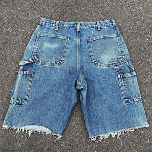 Pantalones cortos de mezclilla para hombre al por mayor, estilo veraniego, desgastados, holgados, con doble rodilla, tipo carpintero, cargo, de trabajo - Product Image 2