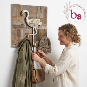 Beads Art Flamingo Wall Hook Zinc Alloy <b>Rustic</b> Design Multi-Function Durable Eco-Friendly Easy Installation Entry Decor - Product Image 4