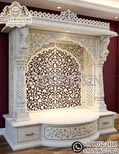 Temple moderne en bois de teck, design Ganesha aspect marbre, fabricant de temples modernes, unités de Puja en bois, Royaume-Uni - Product Image 4