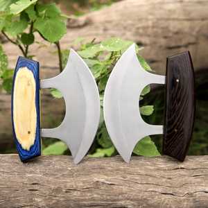 Couteau de Chef Ulu en Acier Inoxydable Écologique Fait Main Ambidextre UA Supplies, Finition Poli Miroir, 6-7,9 pouces, Style Africain Foncé - Product Image 4