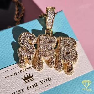 Custom <b>Letter</b> Name Pendant Necklace Iced Out Lab Grown Diamond Tennis Chain Hip Hop Jewelry - Product Image 2