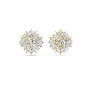 Harmony Haven 10K Gold Asymmetrical Artistic Drop <b>Earrings</b> Trendy Abstract Design for Creative Women with Diamond - Product Image 4