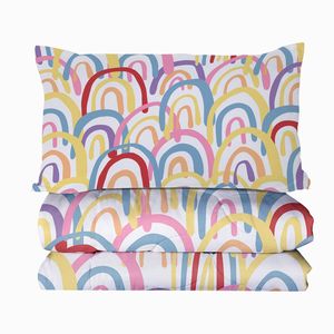 Rainbow Queen <b>Comforter</b> Set 3 Piece 100% Polyester Bedding 90\"x90\" Pink Yellow Sun Red Flower <b>Comforter</b> 2 Pillows for Twin <b>Bed</b> - Product Image 5