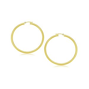 Orecchini a Cerchio in Oro Giallo 10k Lucidato, Gioielli alla Moda (3x25mm) - Product Image 1
