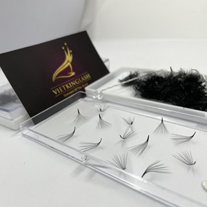 Extensions de cils pré-faits 10D faits à la main, base pointue, courbure M, 0,05 mm, tige courte, volume, cils coréens PBT, boîte écologique, logo personnalisé - Product Image 1