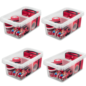 Lot de 4 bacs de rangement en plastique transparent de 17 Qt avec loquets et séparateurs, organisateur pour jouets, chaussures et vêtements - Product Image 1