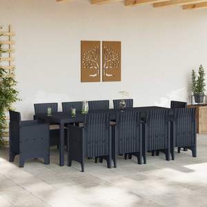 Juego de comedor de jardín de polipropileno antracita de 11 piezas - Product Image 3