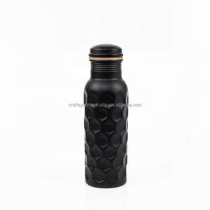 Wholesale Pure Copper Eco-friendly 900ml Hammered Drinkware with Black Ayurvedic Lid Customizable <b>Metal</b> Vessel for <b>Water</b> <b>Bottle</b> - Product Image 1