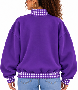 เสื้อสเวตเชิ้ตคอเต่าผู้หญิงแบบสั่งทำ สีพื้น ผ้าคอตตอนผสม แขนยาว สวมใส่สบายในฤดูหนาว ระบายอากาศได้ดี เป็นมิตรกับสิ่งแวดล้อม - Product Image 4