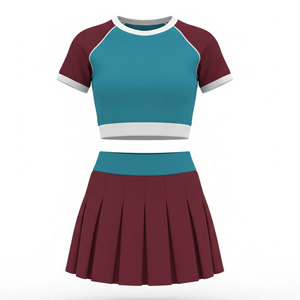 Girls Cheerleader Uniform Set With Pleated Skirt Custom Team Cheerleading Outfit For Competition - Product Image 1