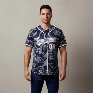 Top Trending New Arrival Baseball Uniform Set 100% Polyester Breathable Customized Team Name V-neck Pockets Unisex Adult Customs - Product Image 1