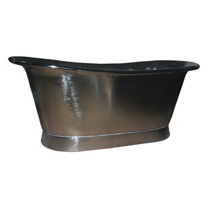 Baignoire ovale autoportante en acier inoxydable, moderne, avec drain central et cascade décorative, pour salle de bain - Product Image 4