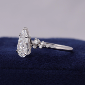 Women's Pear Cut Diamond Engagement Ring White Gold Prong Setting Classic Style - Product Image 4