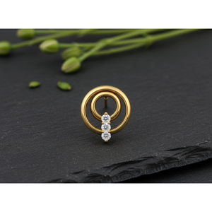 Boucles d'oreilles clous cercle concentrique en or 10 carats, diamant de laboratoire VVS1, bijoux minimalistes, vente en gros, fabricant sur mesure - Product Image 2