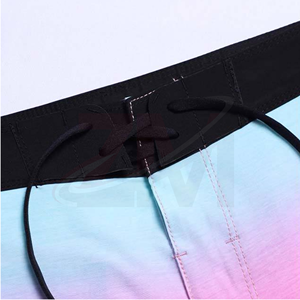 Men's Gradient Color Board Shorts Quick Dry Drawstring Casual Swim Shorts with Pockets Mid Waist Knitted Polyester - Product Image 3