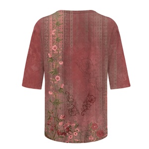 Tops grande taille pour femmes, t-shirts graphiques à col rond longueur coude pour femmes, vêtements du Bangladesh à prix avantageux - Product Image 2