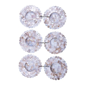 ถาดฝังมุกทำด้วยมือพร้อมชุดจานรองแก้วคู่ถาดเสิร์ฟพร้อมถาดรองแก้วตกแต่งหรูหราสำหรับโต๊ะกาแฟรับประทานอาหาร - Product Image 2