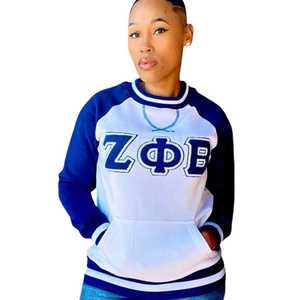 Sudadera de Cuello Redondo con Mangas Raglán Zeta Phi Beta, Bordado Chenille, Ropa de Hermandad Griega, Sudadera Unisex de Algodón Premium - Product Image 6