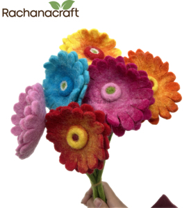 Flores de Gerbera de Fieltro Hechas a Mano, Tallos Florales Artificiales con Limpiapipas para Decoración de Bodas y Hogar, Regalo - Product Image 5
