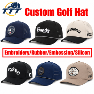 Gorra de Golf Personalizada de 5 Paneles con Logotipo de Goma Cortado con Láser, Gorra Deportiva Transpirable con Cierre a Presión, Fabricante Vietnamita, OEM, ODM, Fábrica de Gorras al por Mayor - Product Image 2