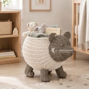 Panier de rangement en rotin moderne et écologique en forme d'animal, tressé à la main, organisateur en osier, porte-jouets pour la décoration de la chambre d'enfant et de la crèche - Product Image 4