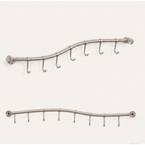 Modern Stainless Steel Wall Mounted Kitchen Rail with Sliding <b>Hooks</b> Utensil Hanging Rack for Pots Pans and Mugs In Low Price - Product Image 5