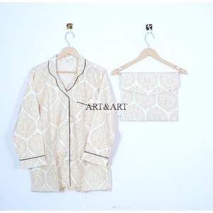 ชุดนอนผ้าฝ้ายพิมพ์ลายดอกไม้สุดฮิตสำหรับผู้หญิง เนื้อผ้านุ่ม ระบายอากาศได้ดี สวมใส่สบาย ชุดนอนสไตล์อินเดียเพื่อการนอนหลับแสนสบายยามค่ำคืน - Product Image 2