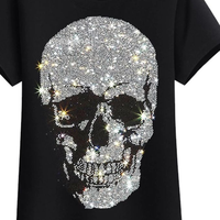 Nouveau T-shirt en toile personnalisable pour homme avec strass, col rond, manches courtes, confortable, anti-plis, respirant, anti-boulochage