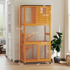 Cuccia per Gatti da Esterno in Legno da 74 Pollici, Recinto Arancione per Animali Domestici, per Uso Esterno Catio - Product Image 3