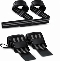 Correas de Levantamiento Ajustables con Cierre de Velcro para Gimnasio, Levantamiento de Pesas, Unisex, Nailon Negro, Elasticidad Moderada - Product Image 1