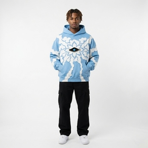Sweat à capuche personnalisé pour homme, style streetwear oversize, avec logo sur la poitrine, effet usé, OEM ODM - Product Image 2