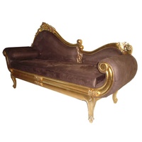 Sofá dorado Love Chair, sofá antiguo Cleopatra, sofá cama de día, sofá cama de madera, chaise lounge, sofá en tela de terciopelo para Hotel y hogar