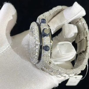 Durable Luxury 41mm Moissanite <b>Watch</b> for Men Two Tone Dial Glass Wristwatch Iced Hip Hop Style High Quality <b>Rubber</b> Strap Direct - Product Image 5