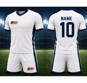 Ensemble de maillots de football personnalisés pour hommes, imprimés par transfert thermique, respirant, séchage rapide, 100 % polyester, taille élastique, 3D - Product Image 2