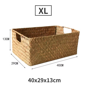 Cesta de Almacenamiento Rectangular de Ratán 30X20X10CM Diseño Minimalista para Organización de Sala de Estar - Product Image 4