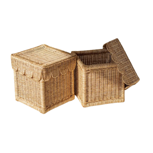Panier de rangement en rotin tressé vintage de haute qualité, écologique, boîte carrée avec couvercle festonné, décoration de table, utilisation multifonctionnelle au bureau - Product Image 5