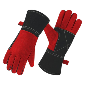 High Heat Resistant Cowhide Split Leather <b>Gloves</b> Reinforced Spark Hand Protection Firefighting Welding Long Lasting Work <b>Gloves</b> - Product Image 2