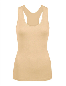 Women Ribbed Scoop Neck Sleeveless Tank <b>Top</b> Solid Color Breathable Yoga Activewear - Product Image 1