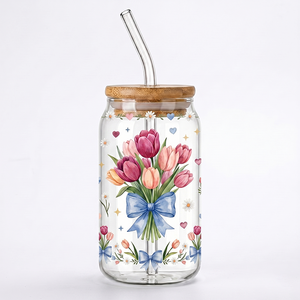 16oz Waterproof <b>Plastic</b> Cup Transfer Stickers with UV for Printing Flower Design for Mugs & Tumblers - Product Image 1