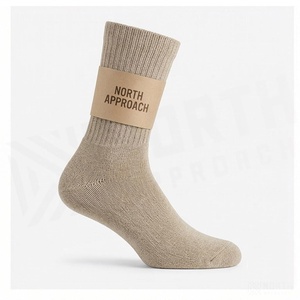 North Approach Crew Socks Solid Beige Cotton Breathable Adult Casual Autumn Season - Product Image 3