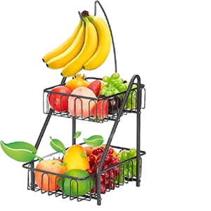 MS INC ที่วางผักผลไม้2ชั้น,ที่วางตะกร้าบนโต๊ะอาหารที่วางผักผลไม้ในห้องครัวทำจากโลหะ - Product Image 1