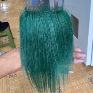 ที่ปิดผมตรงสีเขียวของมนุษย์ลูกไม้ใสนุ่มเนียนสำหรับร้านเสริมสวย - Product Image 1