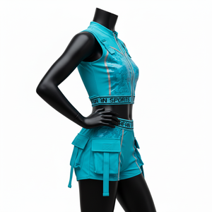 Women <b>Bathing</b> Suit Set 220 GSM Polyester Spandex Fabric Turquoise Panel Swimwear Custom Logo women for <b>Bathing</b> Suit - Product Image 3